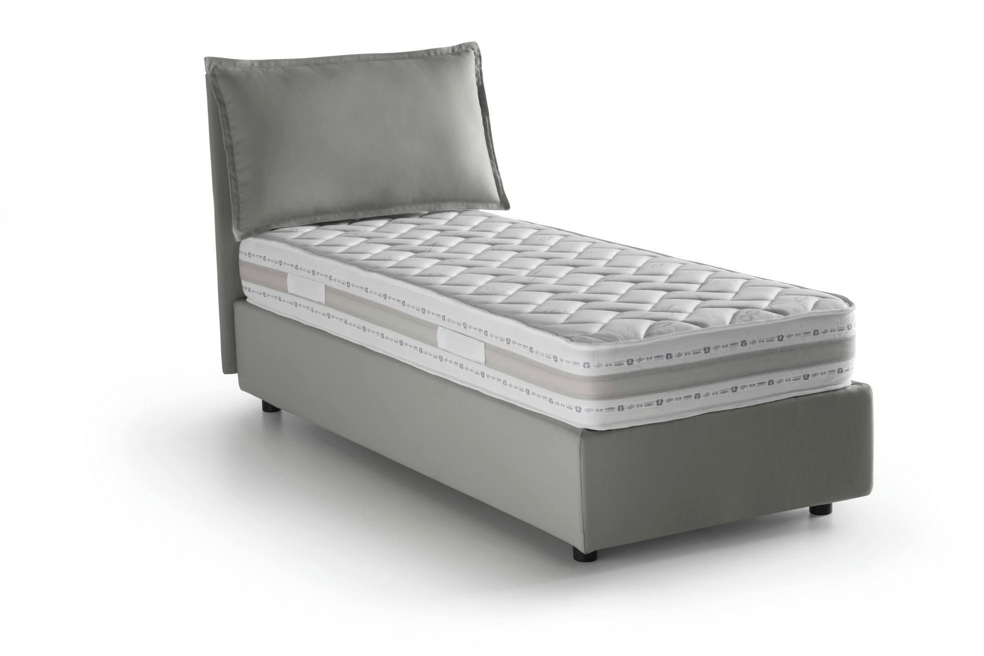DPAL - Lit en tissu 90x190 cm gris