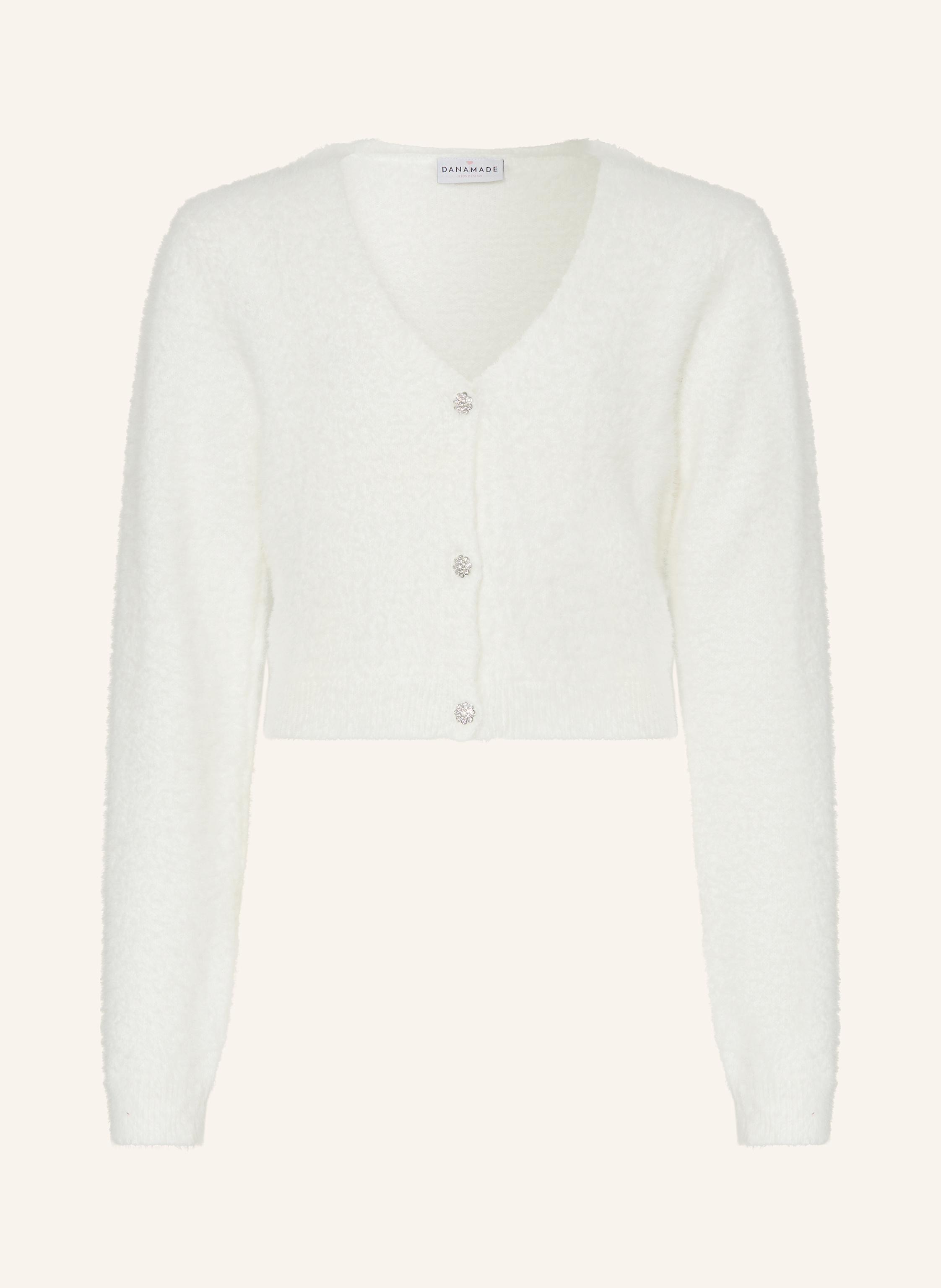 DANAMADE Cropped-Strickjacke mit Schmucksteinen