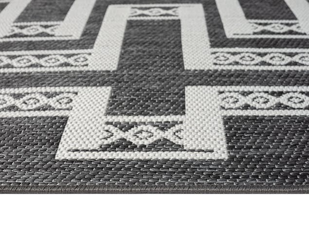 Teyona Charcoal and Ivory Tribal Flatweave Indoor Outdoor Rug