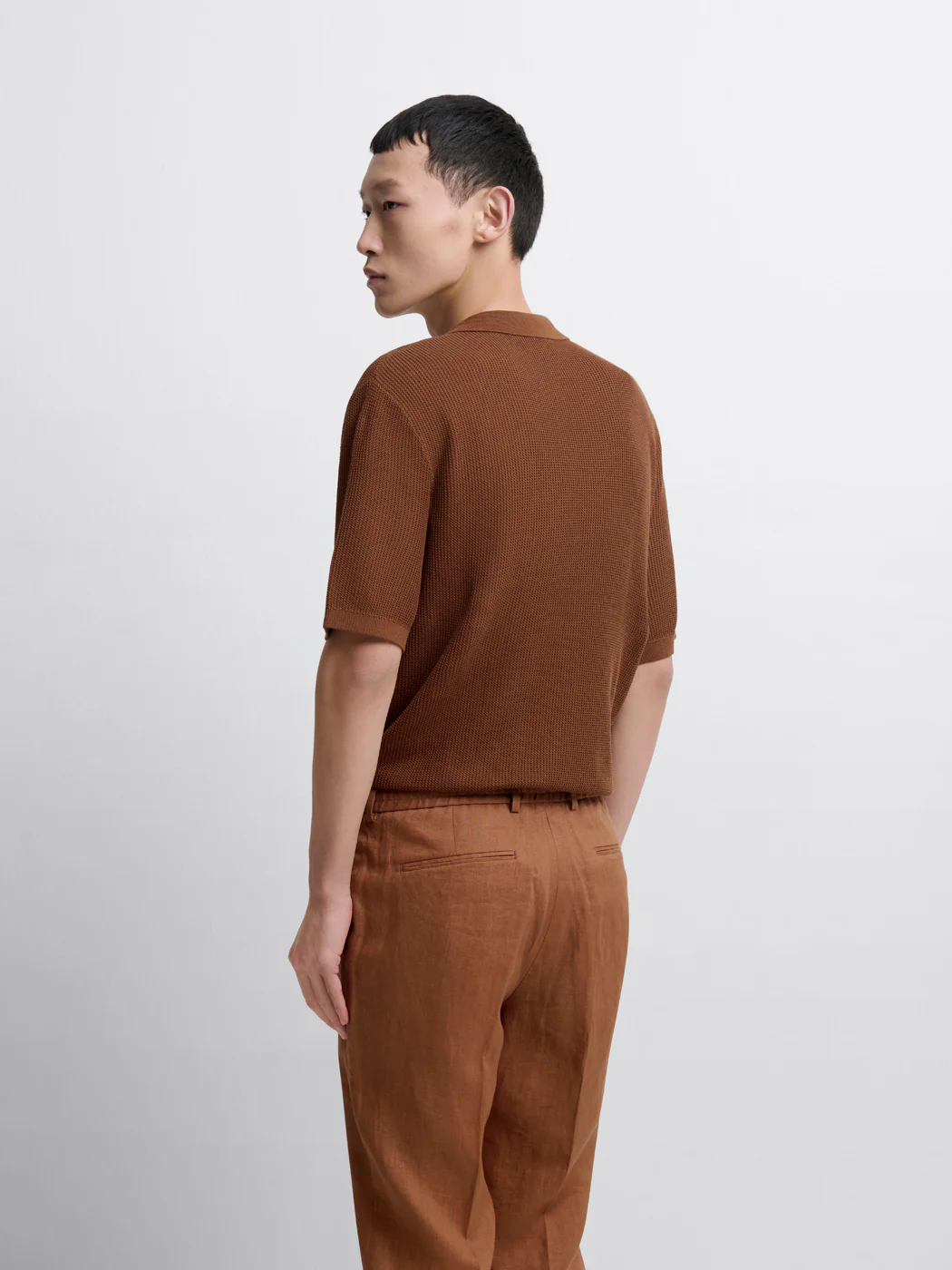 Polo maille col ouvert en coton bio