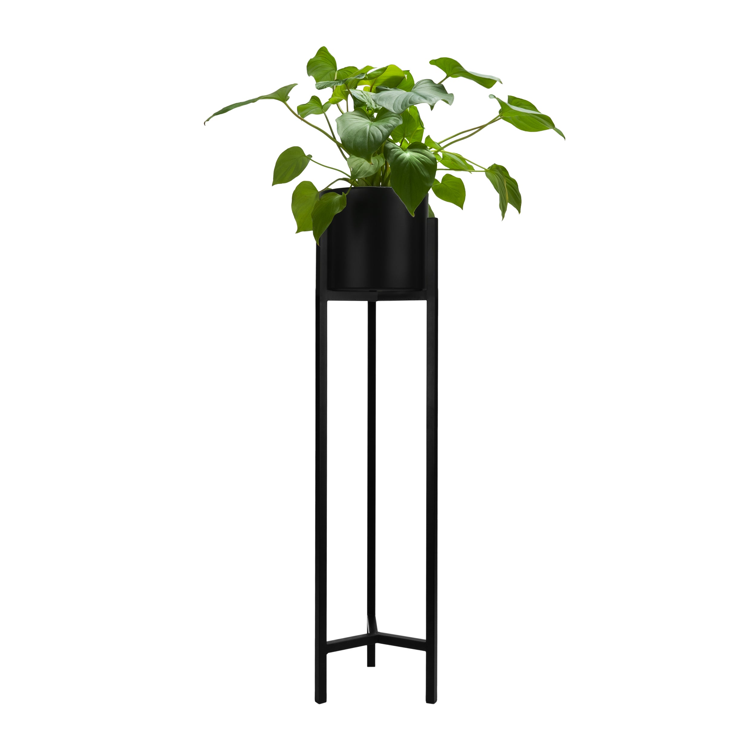 QUVIO Plantenstandaard inclusief pot - 22x22x90 cm - Zwart - L