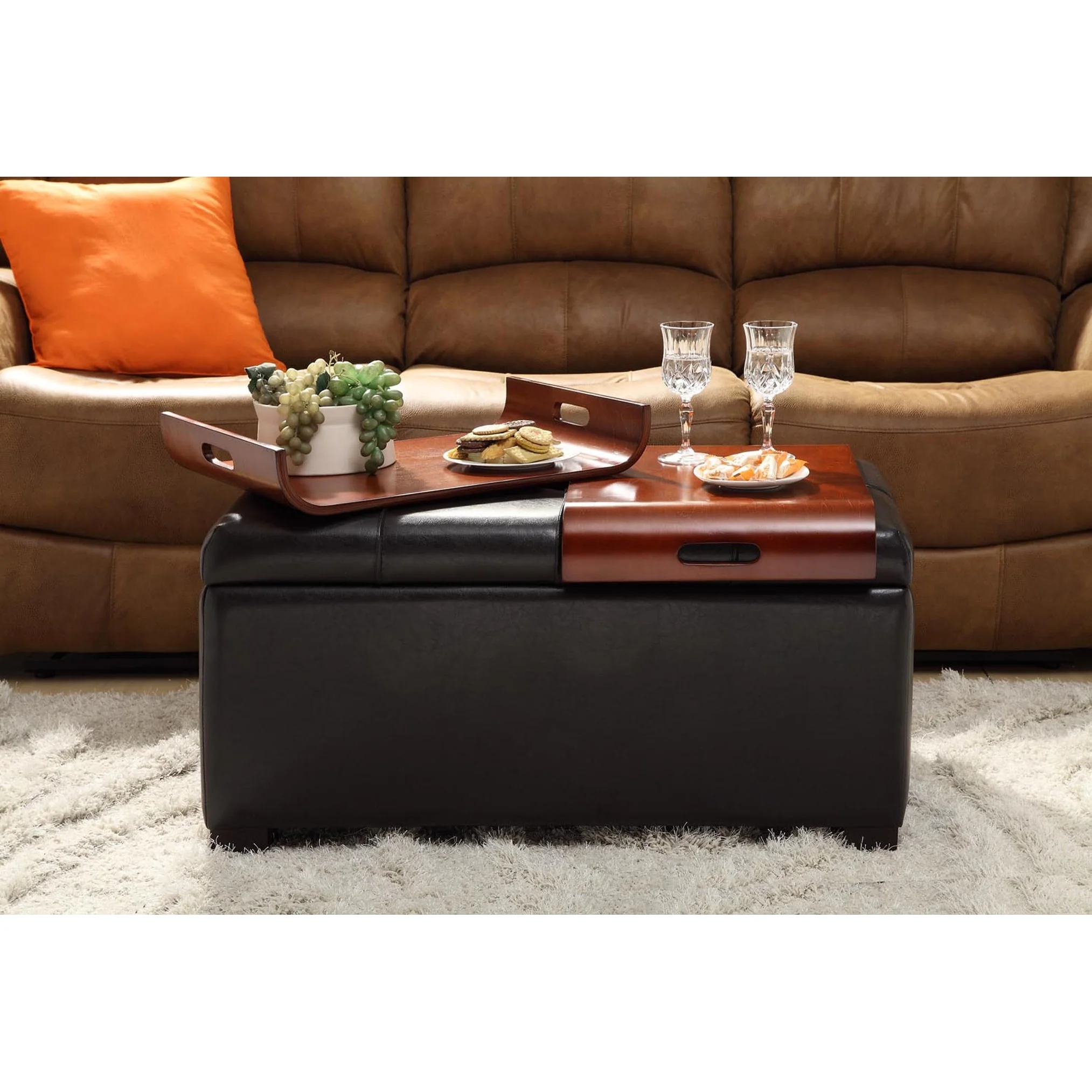 Convenience Concepts Designs4Comfort Storage Ottoman with Trays