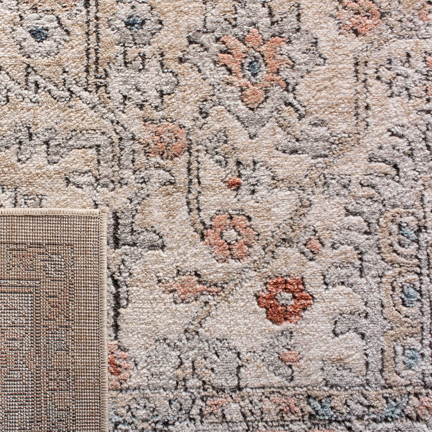 SAFAVIEH Oregon Collection Area Rug - 9' x 12', Grey & Ivory, Oriental Distressed Design, Non-Shedding & Easy Care, Ideal for High Traffic Areas in Living Room, Bedroom (ORE877F)