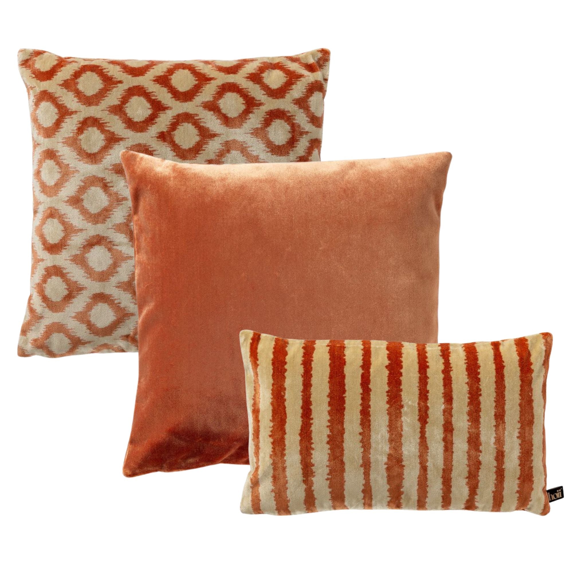 KUSSENSET | 3-delig | Celeste Design | oranje | Hoii | inclusief veren binnenkussens
