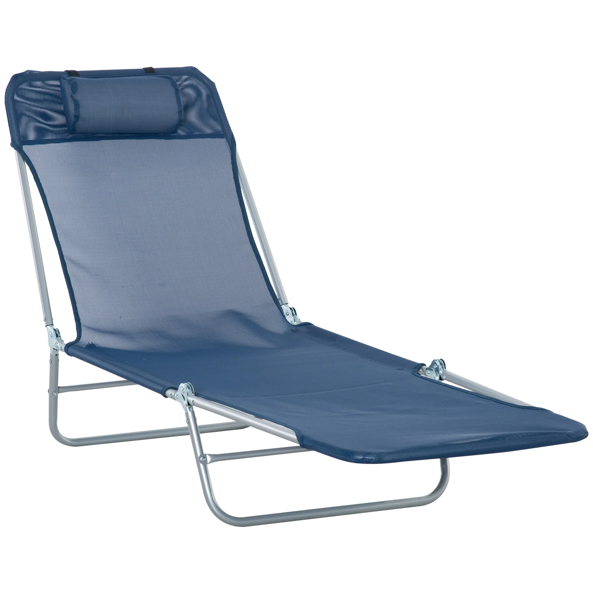 Foldable Outdoor Sun Lounger Breathable Mesh Seat with 6-Position Adjustable Backrest for Poolside Beach Patio