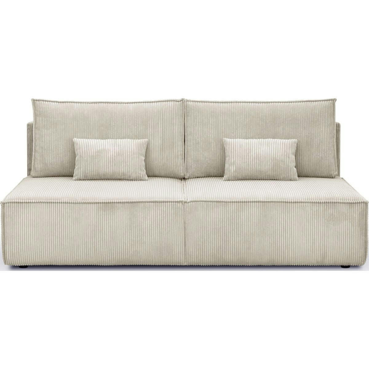 MILLA - Canapé convertible 3 places avec coffre en velours côtelé beige