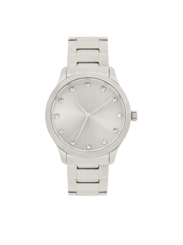 Watch on a bracelet with crystals on the dial