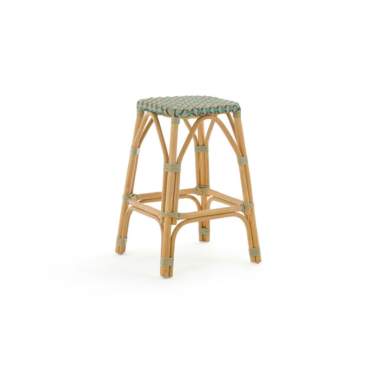 Tabouret de bar tressé et rotin H66 cm, Musette