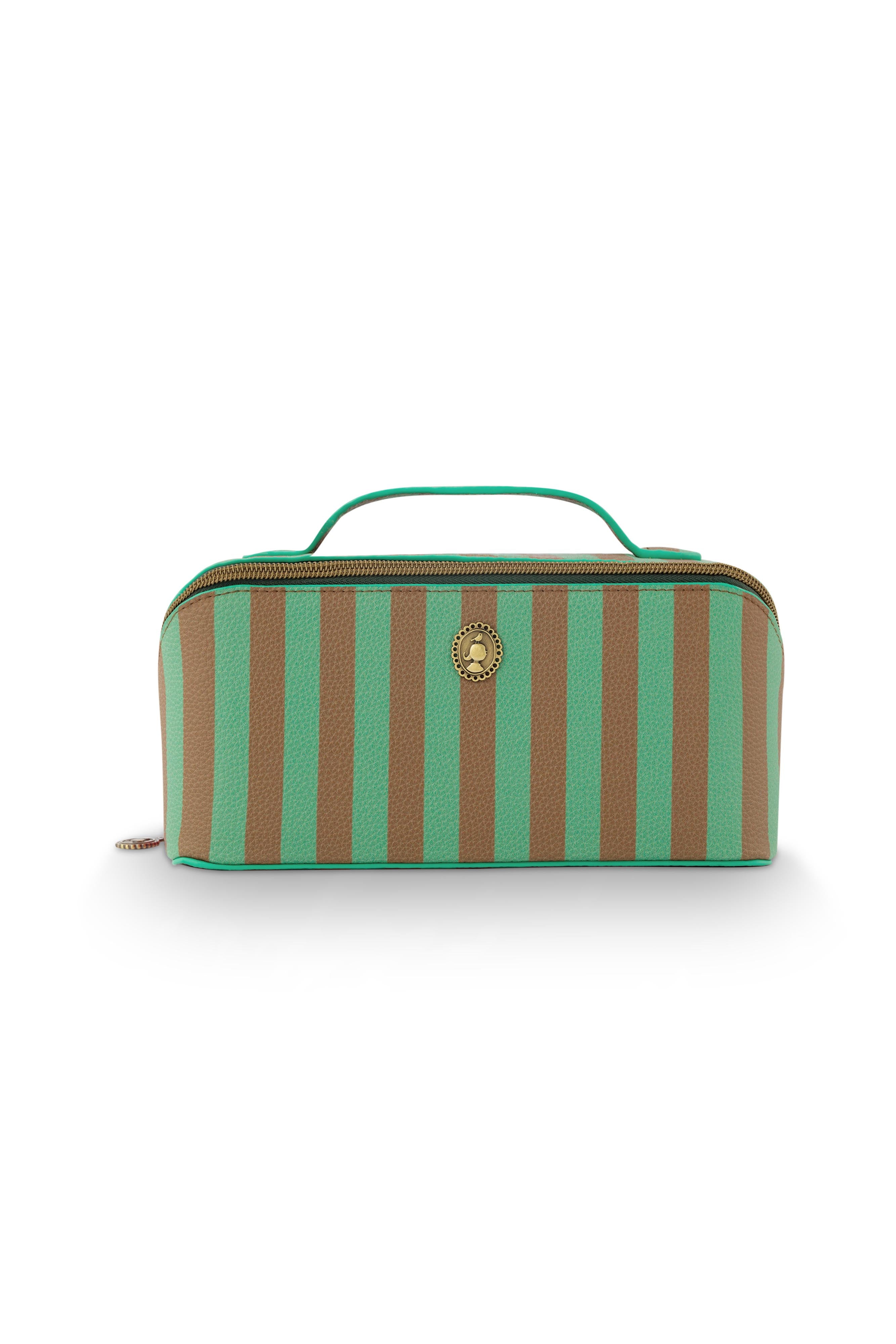 Pip Studio - Cyrille Make-up Tasje Dames - Stripe - Groen - 11x5x22cm