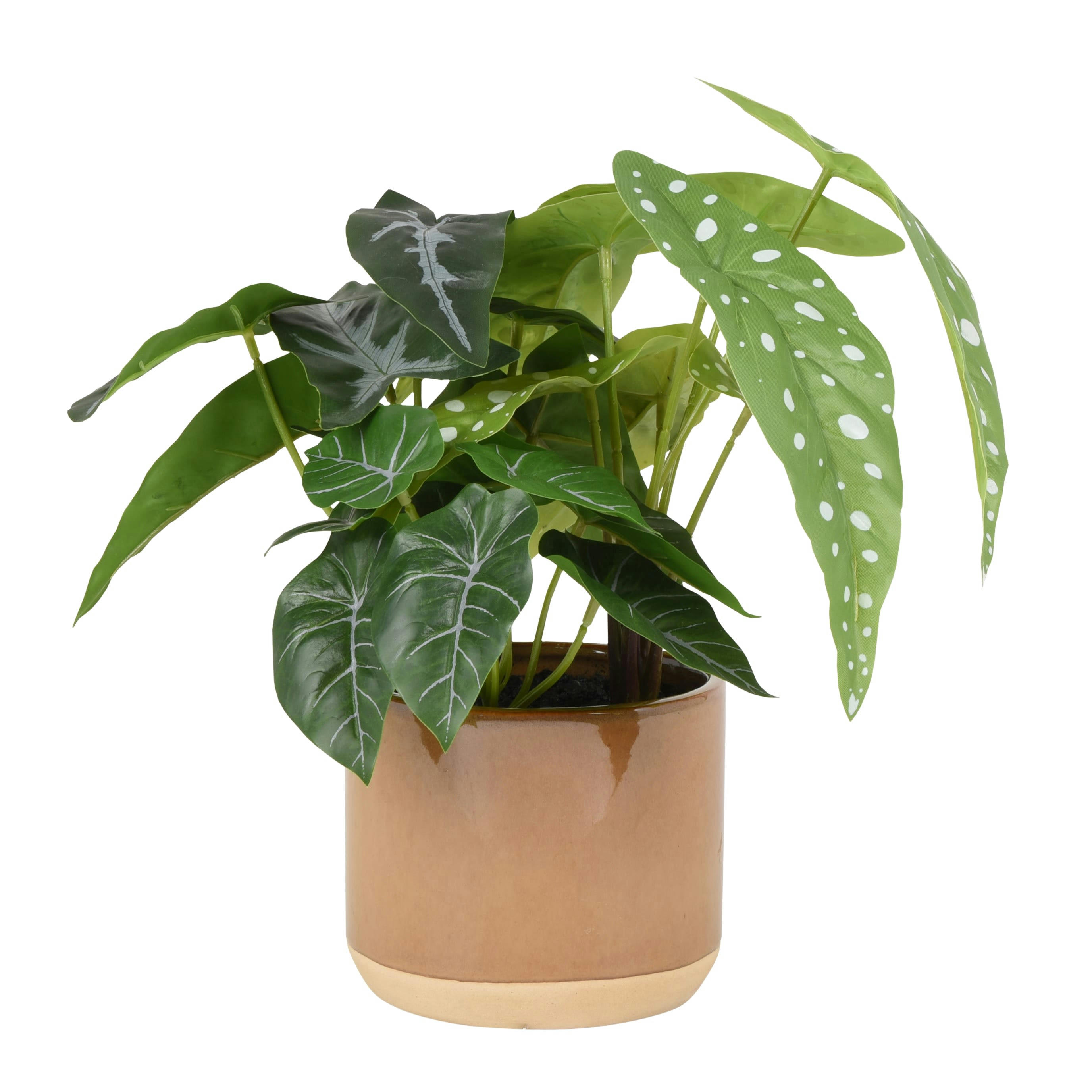 TALLAH - Plante artificielle et pot en grès marron