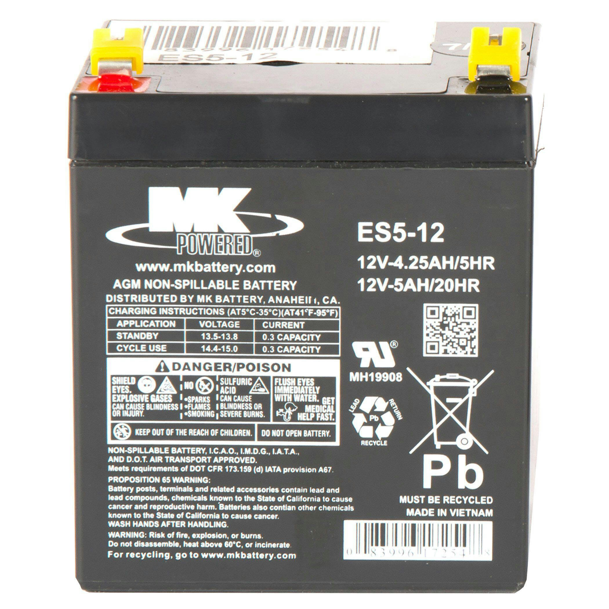 MK Battery 12-Volt 5 Ah SLA Battery, F2 Terminal