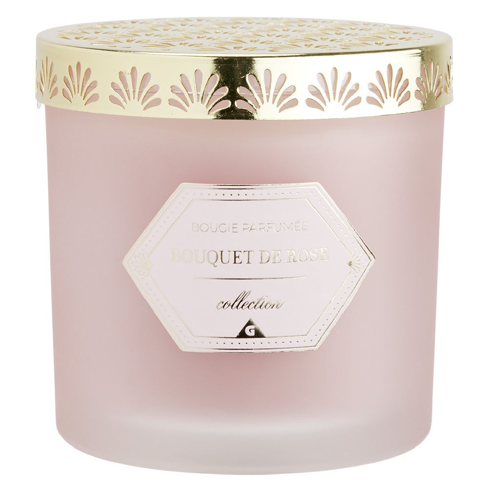 Bougie chic top métal rose Ø10 cm