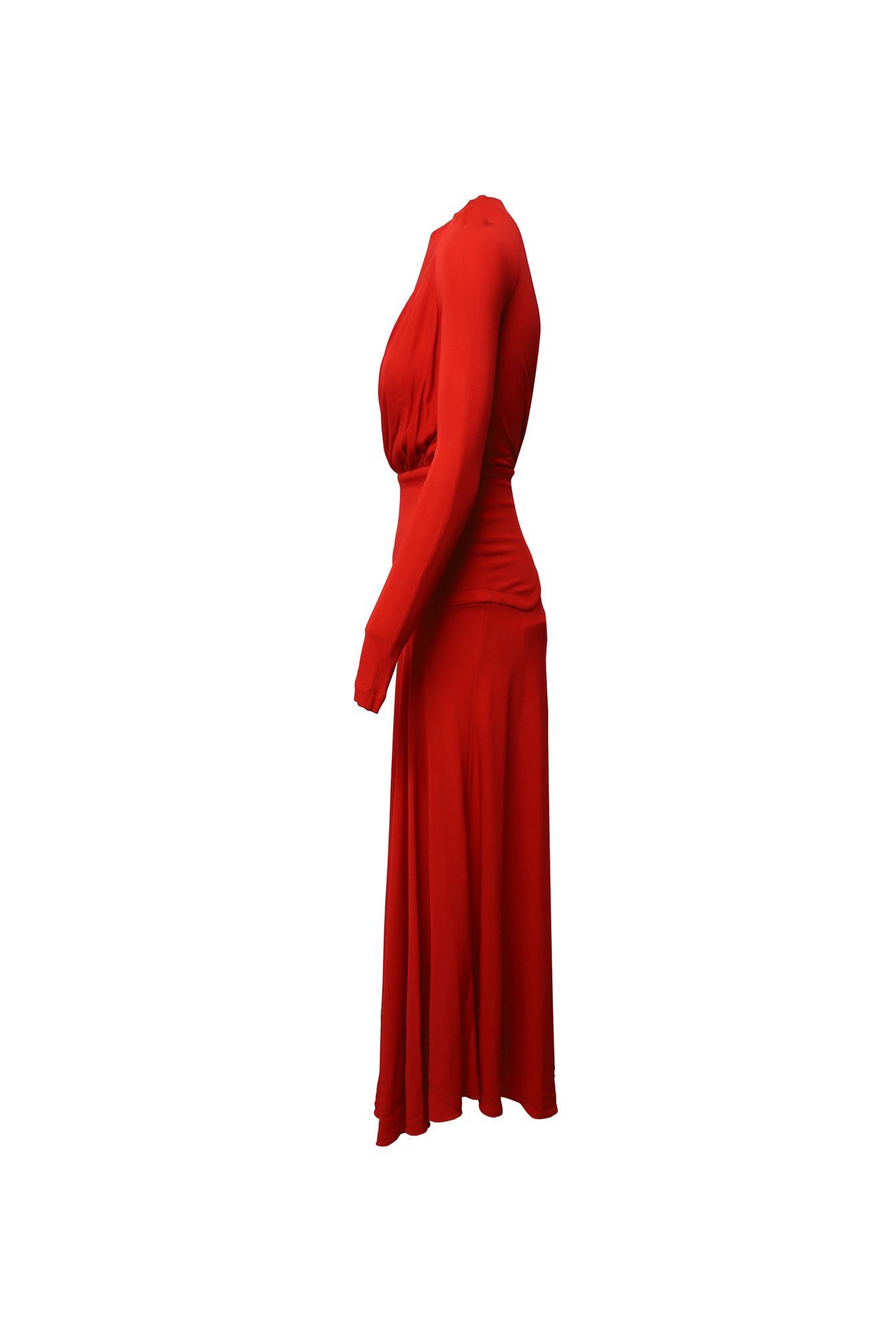 Antonio Berardi Preloved One-Shoulder Gathered Gown in Red Rayon