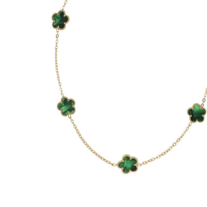 Manfield Groene bloemetjes ketting
