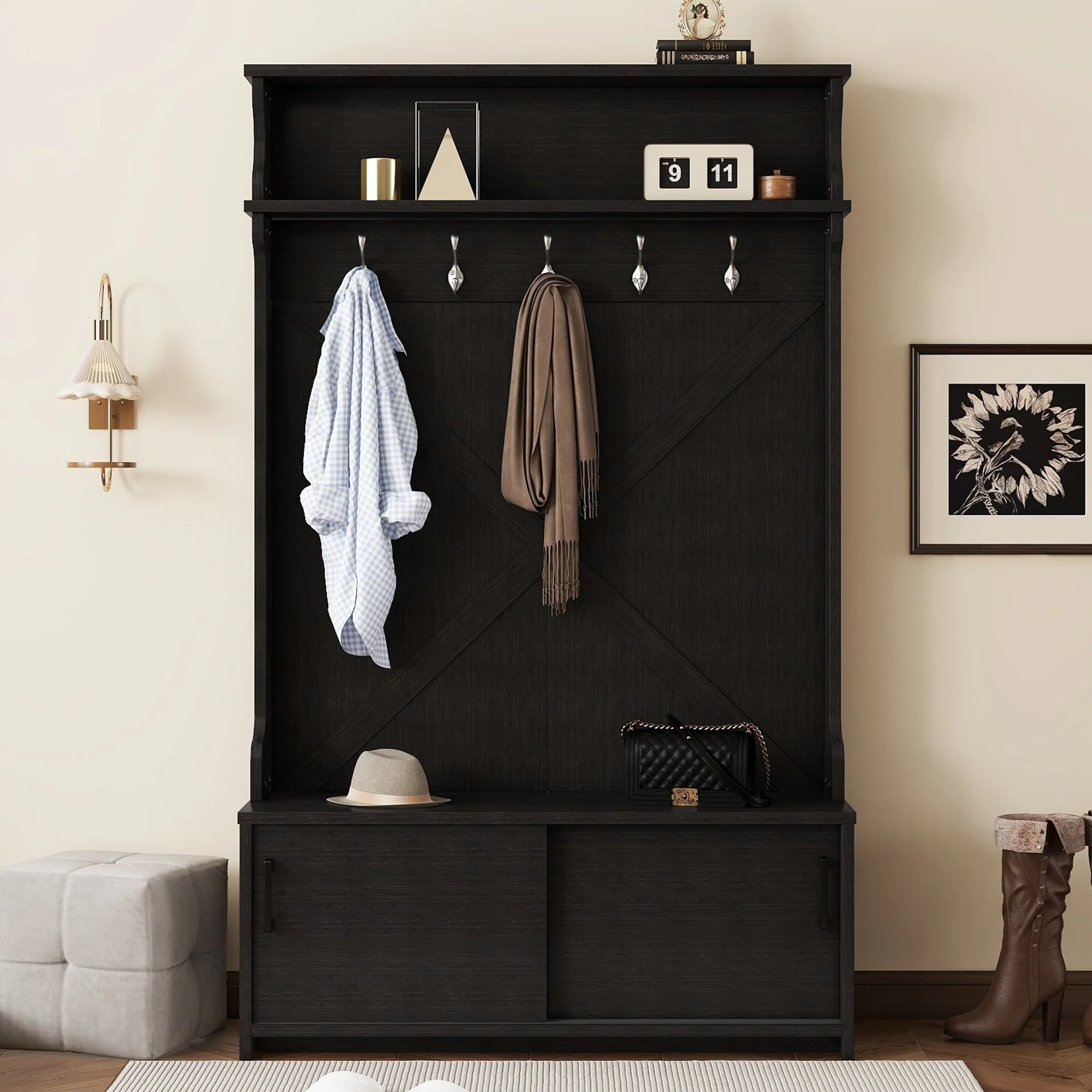 Entry Cloak Rack Cabinet with Storage