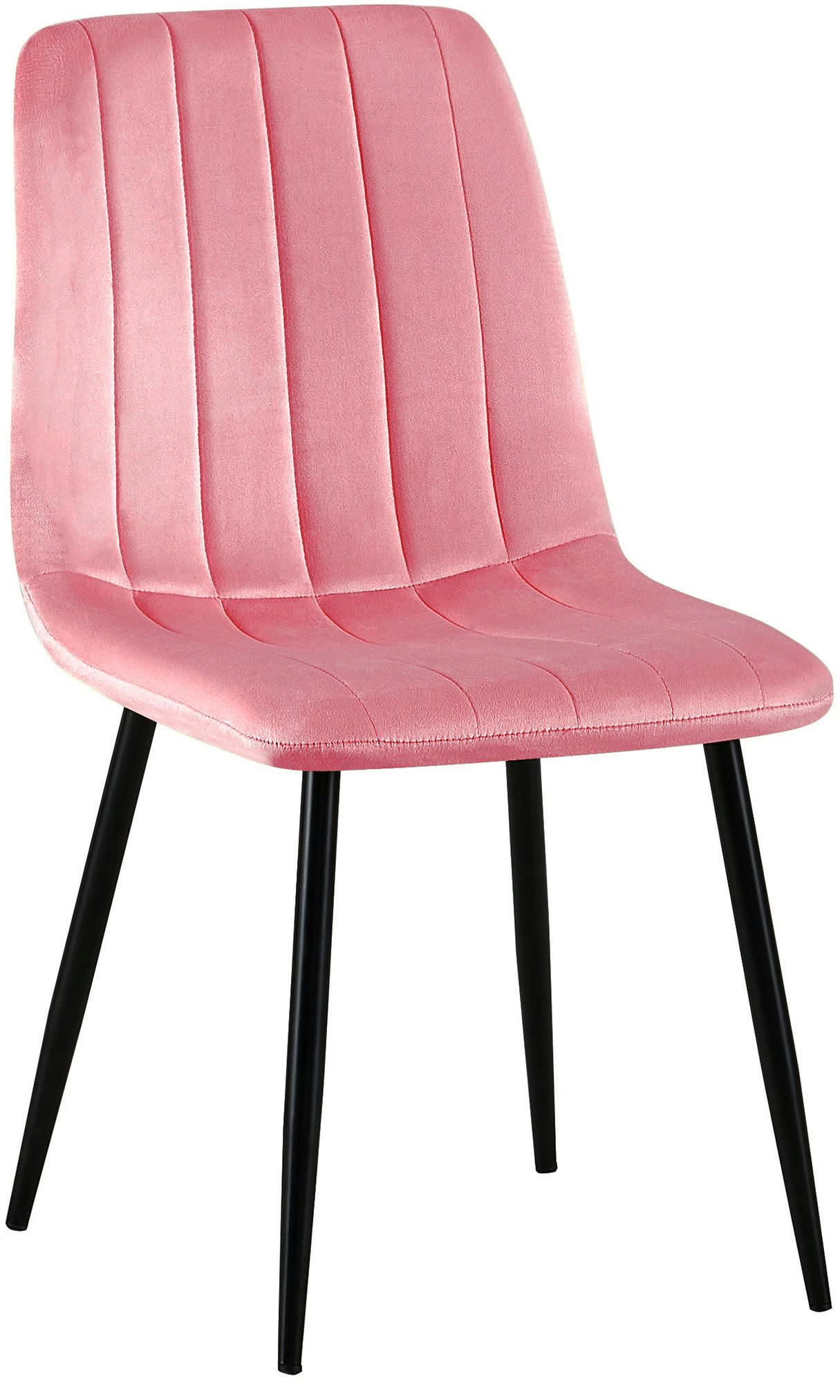 DIJON - Chaise de salle à manger avec pieds métal assise en velours Rose