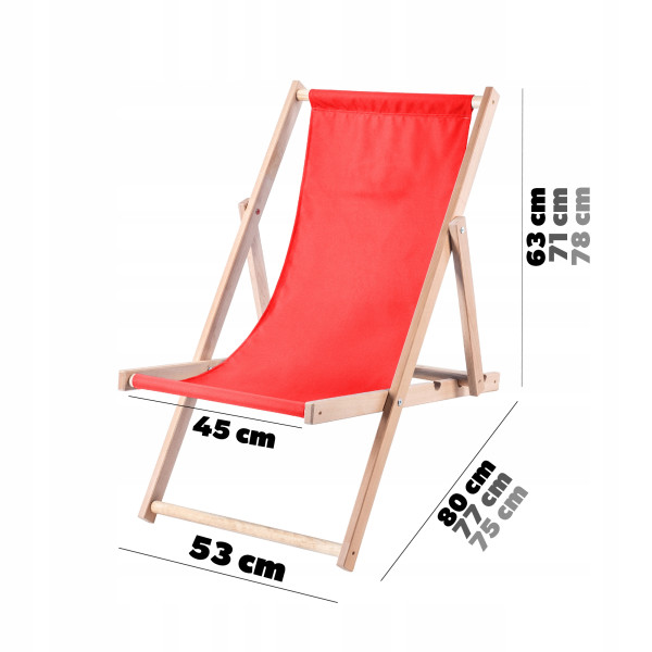 Leżak Drewniany Składany Plażowy Fotel Ogrodowy