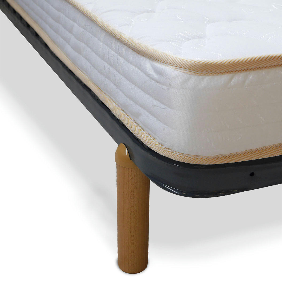 MIRA - Pack sommier avec pieds et matelas 90x200 cm metal gris