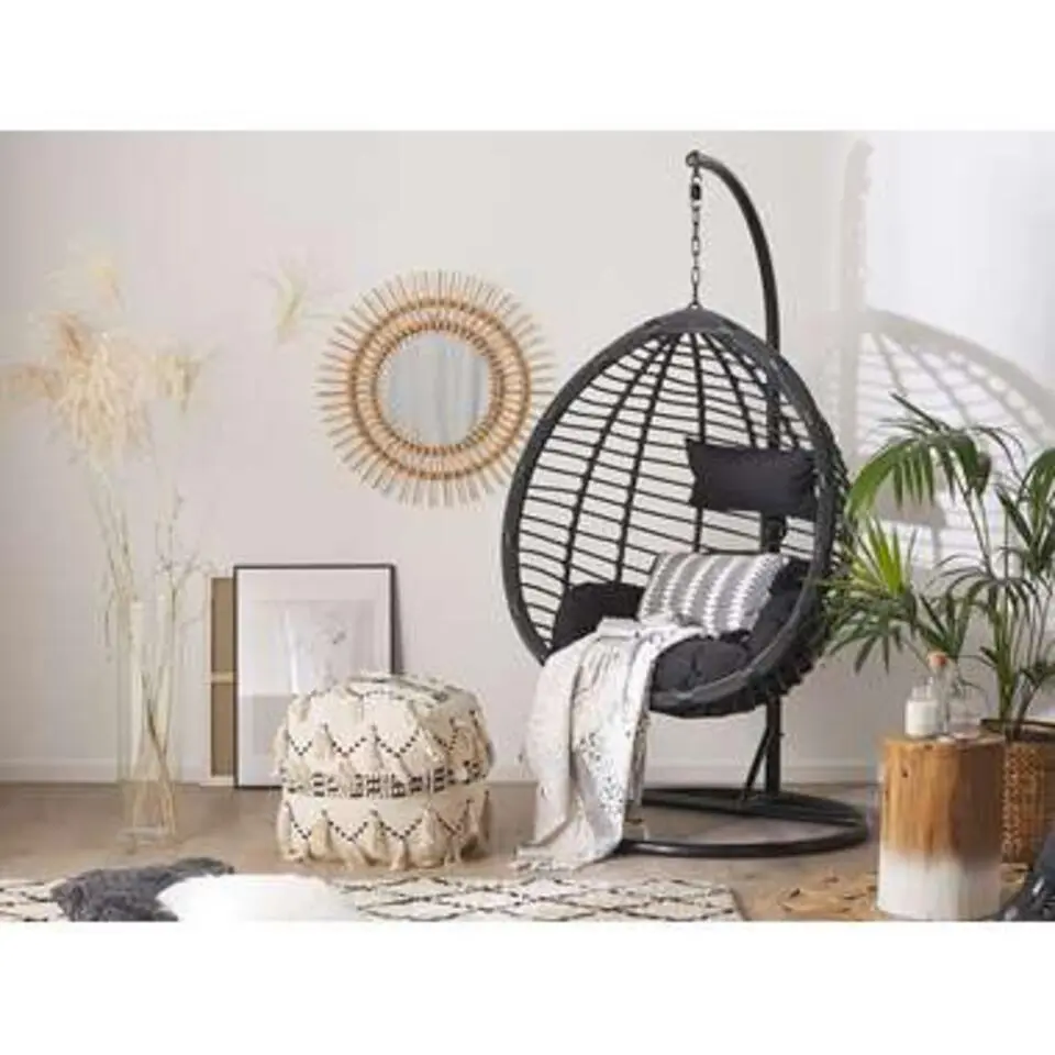 TOLLO - Hangstoel - Zwart - 106 cm - PE rotan