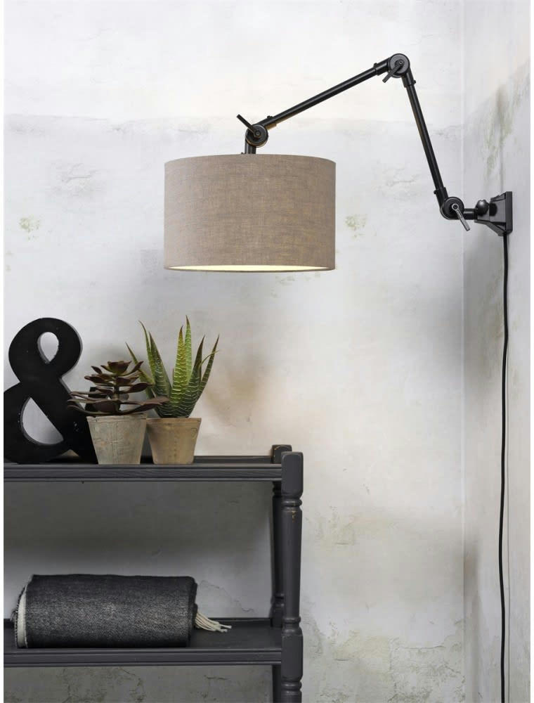 AMSTERDAM - Applique noire 2 bras et abat-jour L80cm