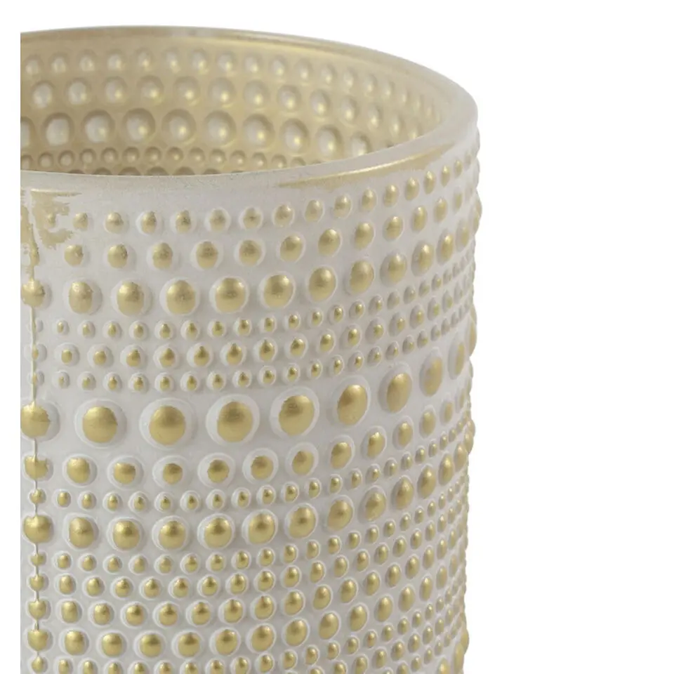 Countryfield theelichthouder/kaarsenhouder - creme /goud - H10 cm