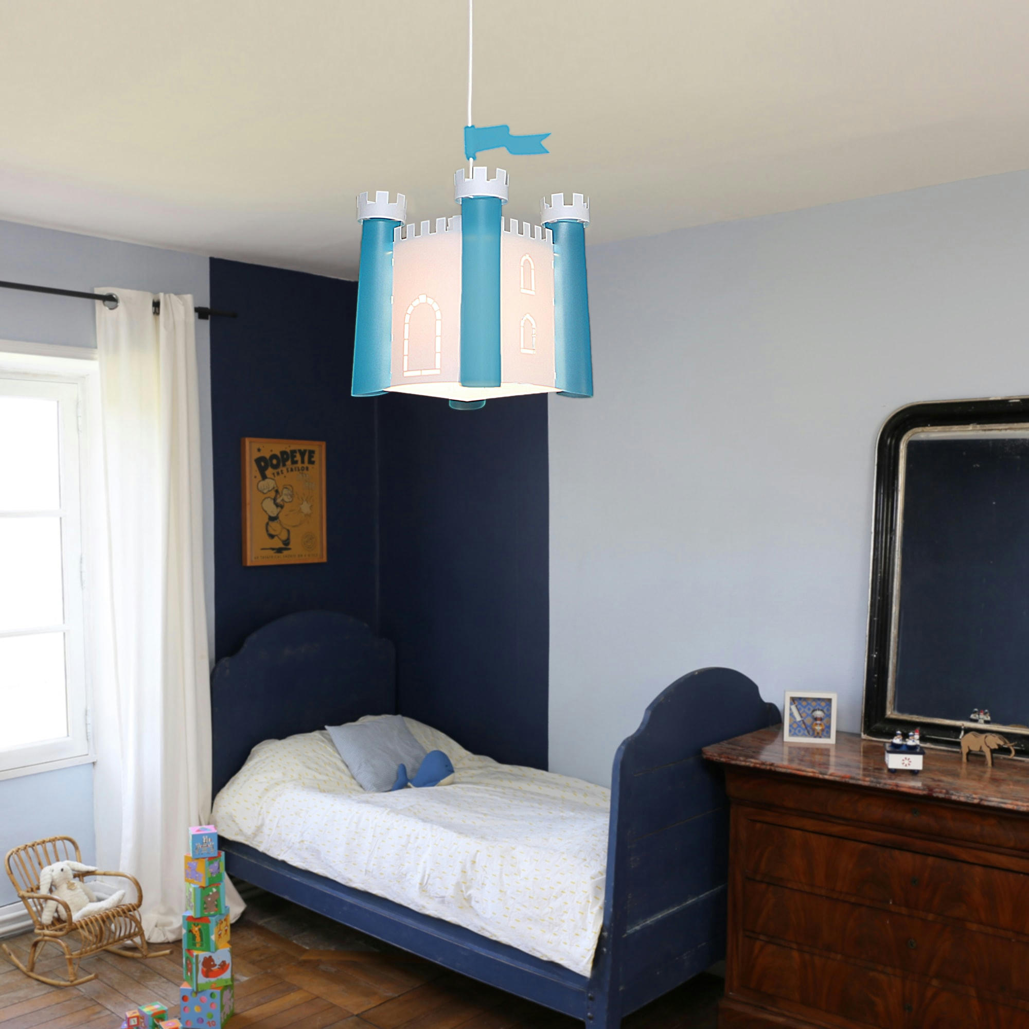 - Suspension enfants Château-fort Bleu 30cm