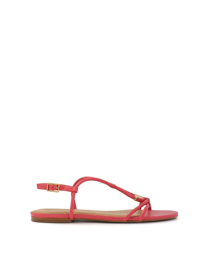 Pink flat sandals with metal embellishment