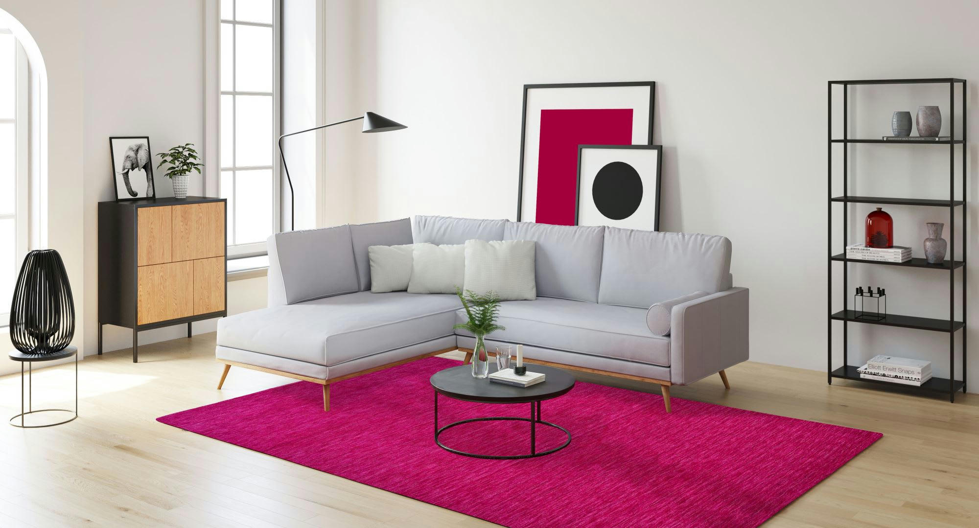 HOLI - Tapis salon - tissé main - 100% laine  - rose foncé 060x090 cm