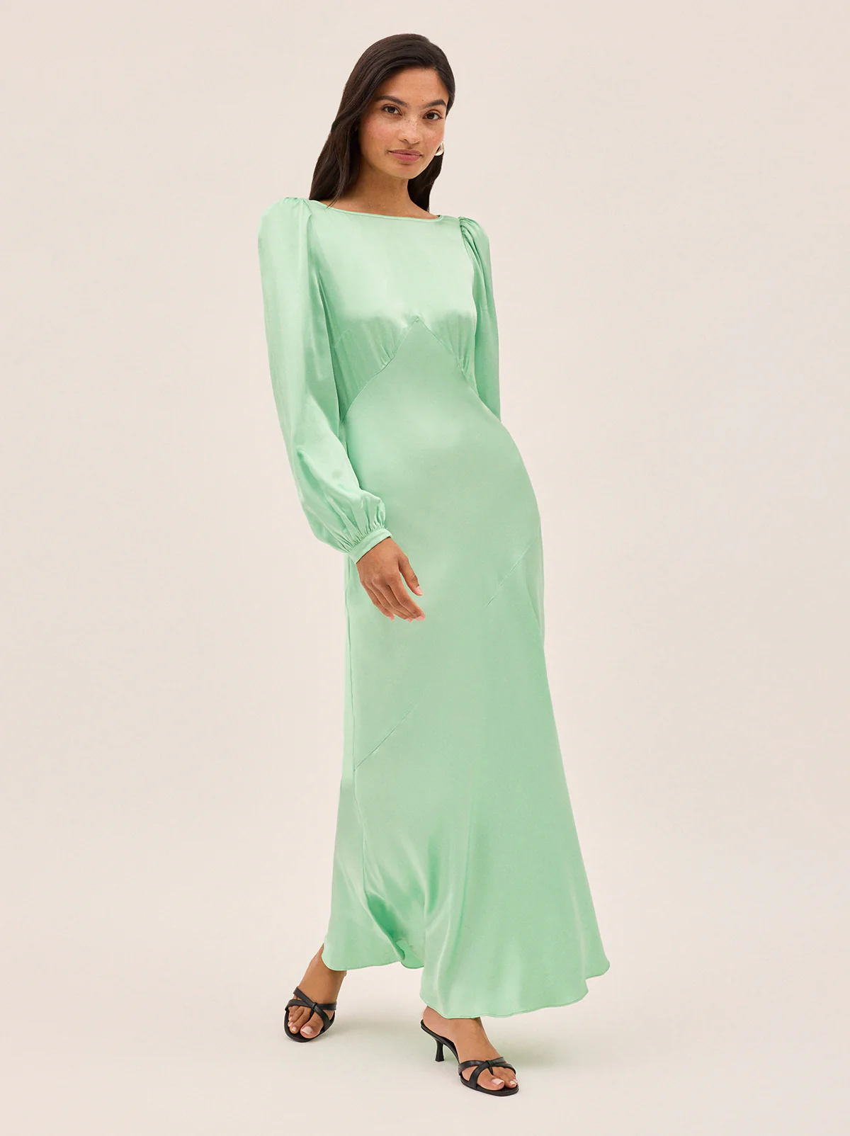 Yara Mint Satin Dress