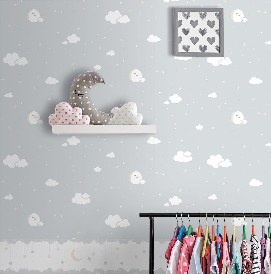 Sanders & Sanders zelfklevende behangrand sterretjes grijs en wit - 500 x 17.5 cm - 640604