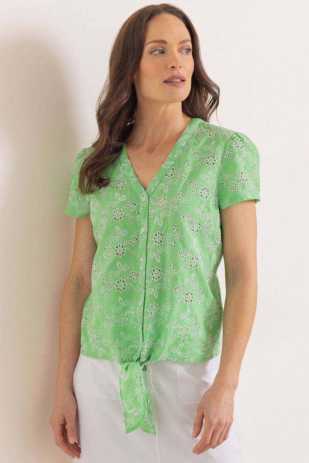 Klass. Floral Embroidered Eyelet Cotton Top