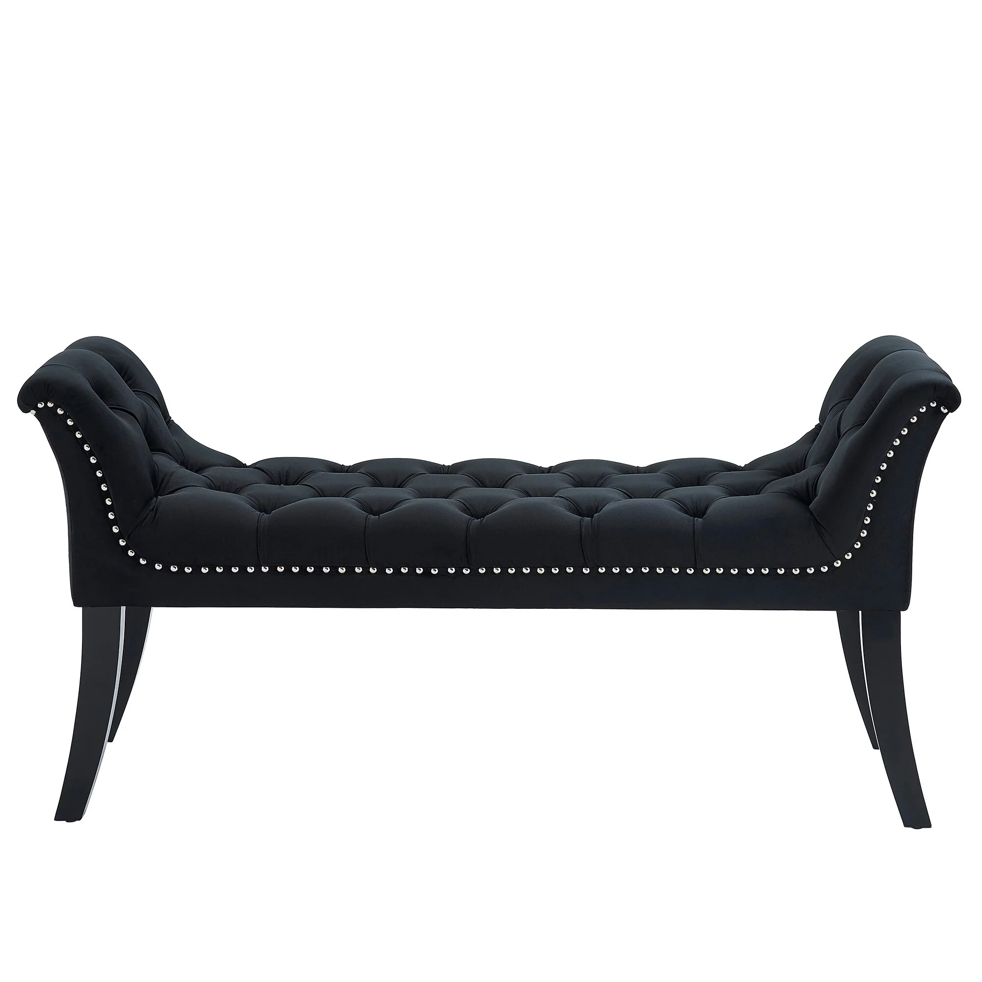 Velci-Velvet Tufted Bench with Stud Detail