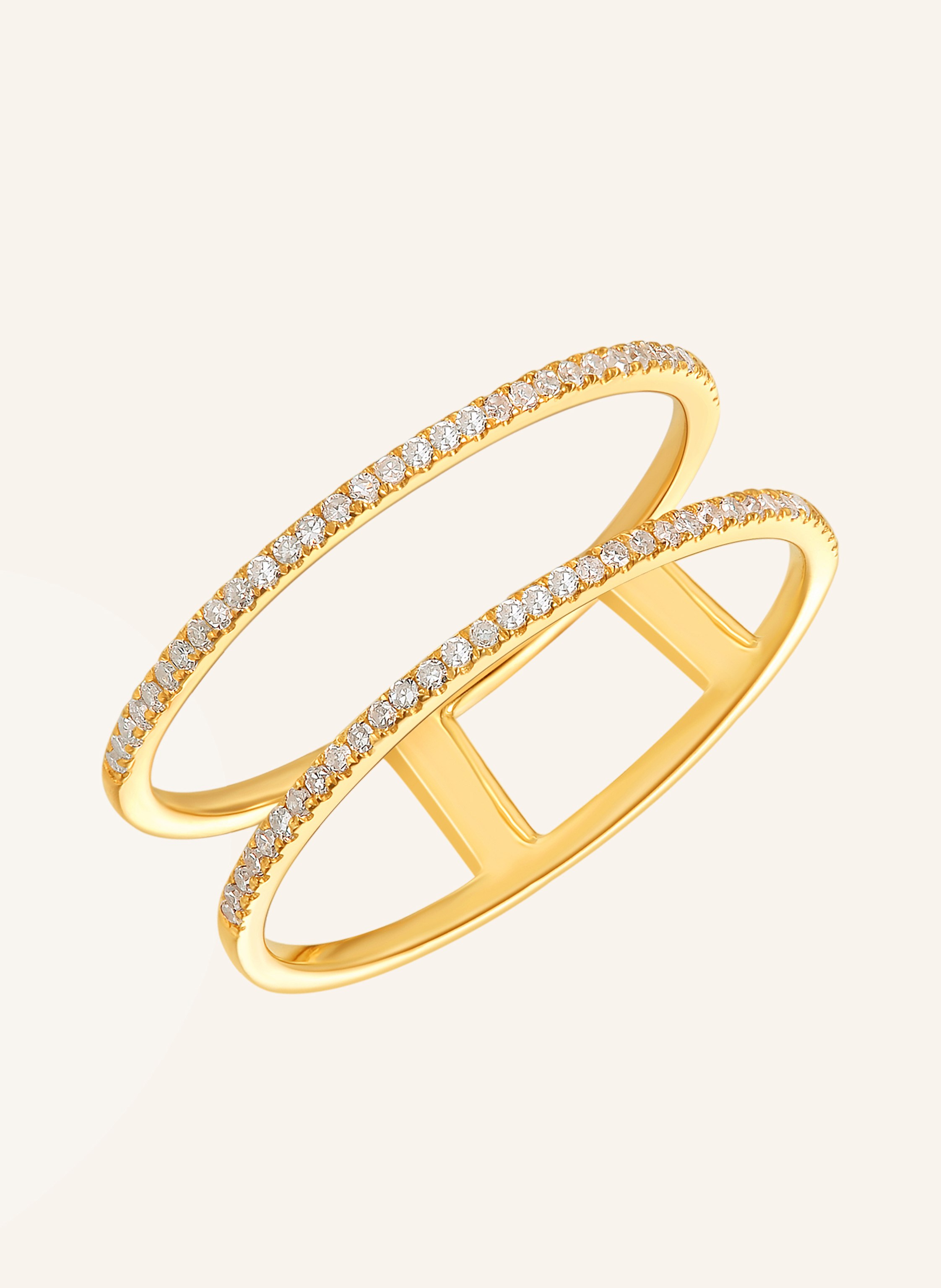 Leaf Ring DOUBLE aus 18 Karat Gelbgold mit Diamanten