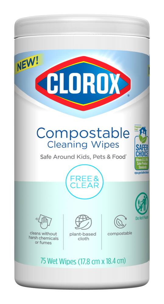 Clorox Compostable Fragrance-Free Cleaning Wipes, 75-pk