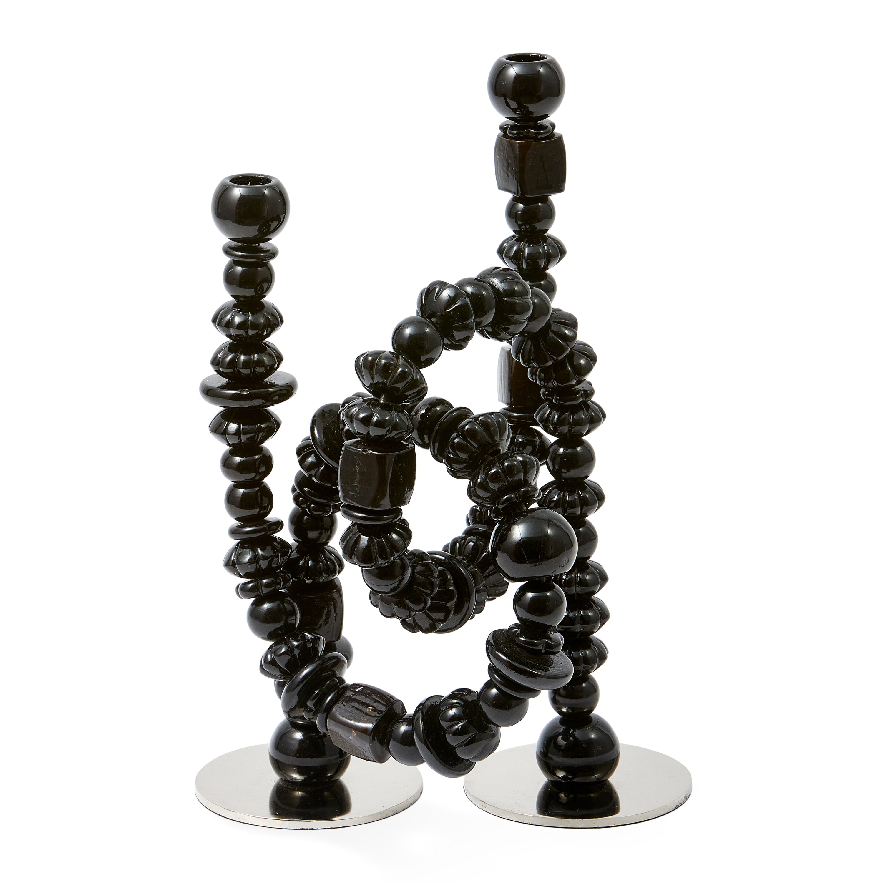 POLSPOTTEN Beads Kandelaar H 38 cm - Zwart