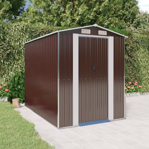 NNEVL Garden Shed Dark Brown 192x274x223 cm Galvanised Steel