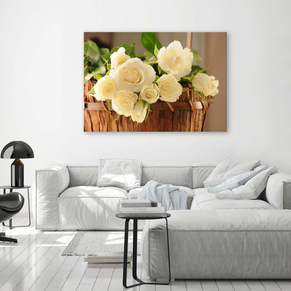 Feeby Obraz Żółto białe róże 60x40