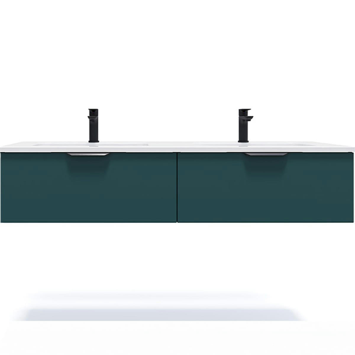 SOHO - Meuble salle de bain double vasque 140cm 2 tiroirs Bleu