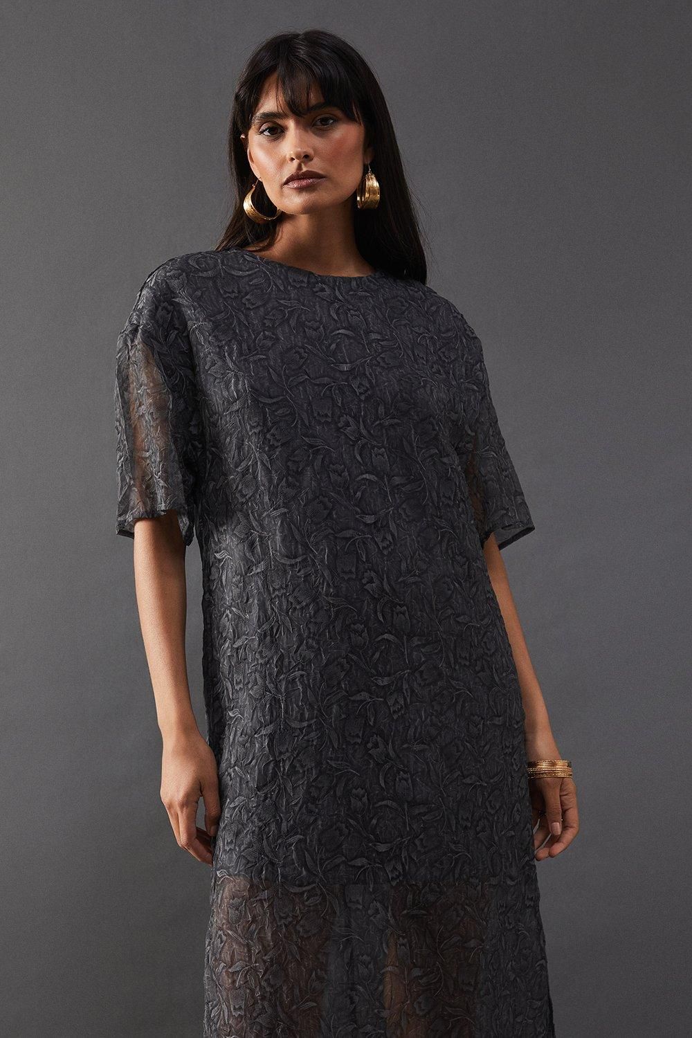Warehouse Premium Tissue Organza Midaxi T-shirt Dress
