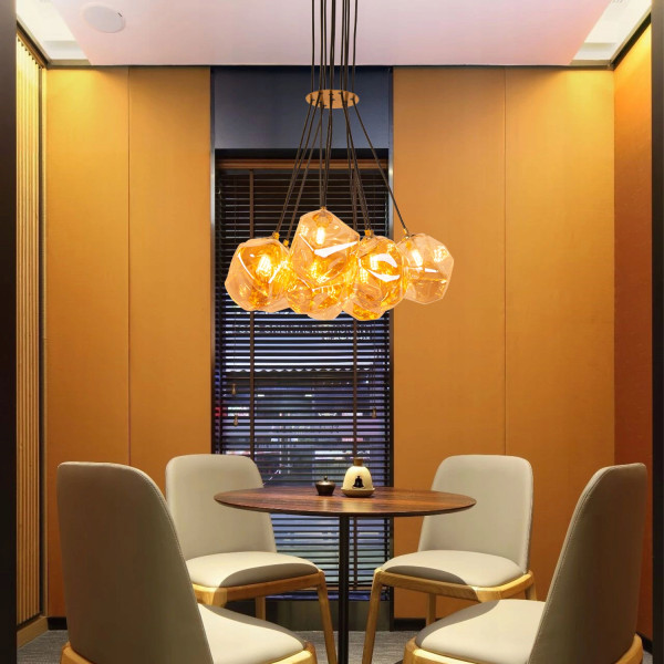 Lampa Wisząca Żyrandol Do Salonu Jadalni Złota 10 Kul