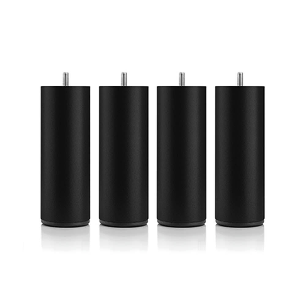 ACCESSOIRES - Jeu de pieds de lit cylindriques en métal Noirs Hauteur 16 (lot de 4)