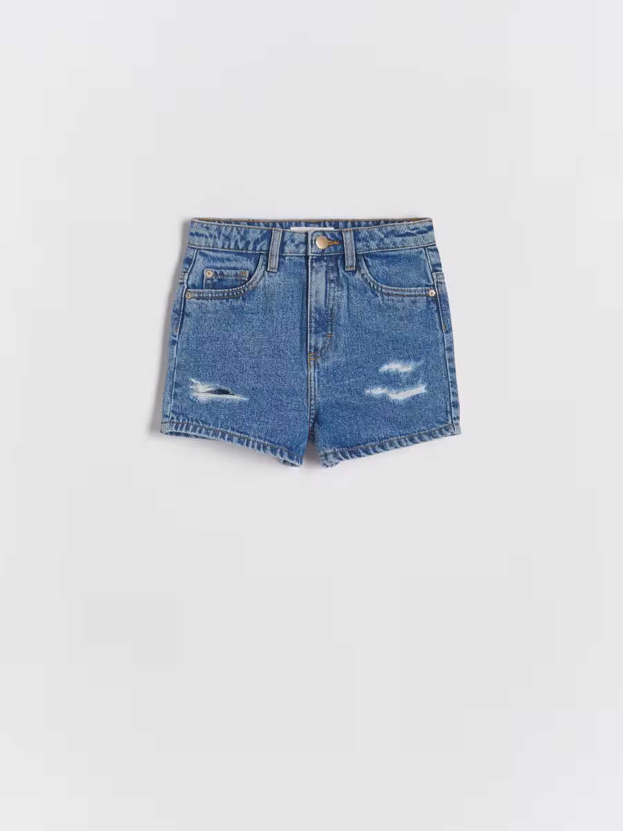 Denim Shorts With Wash Effect