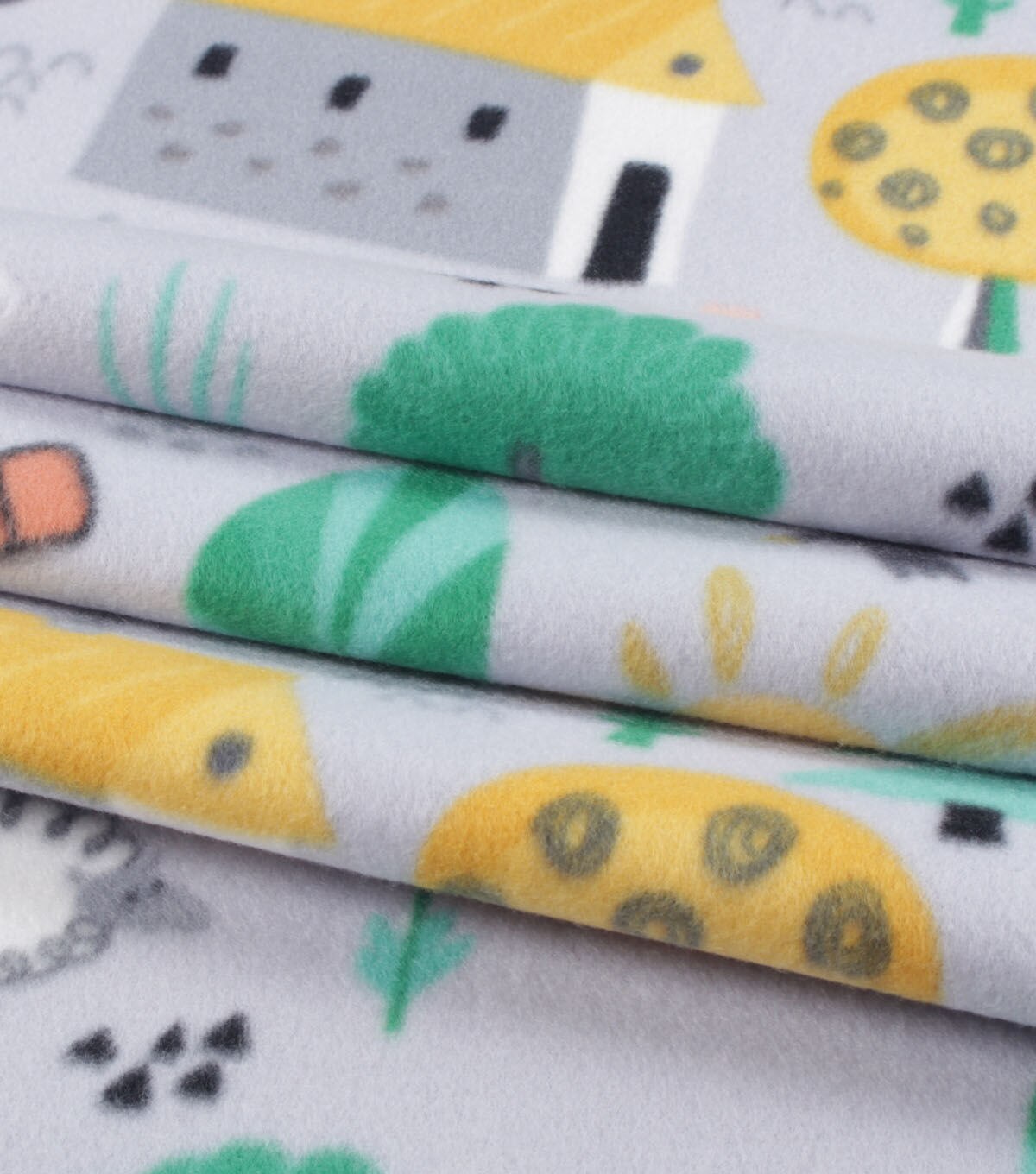 Farm On Gray Blizzard Fleece Fabric