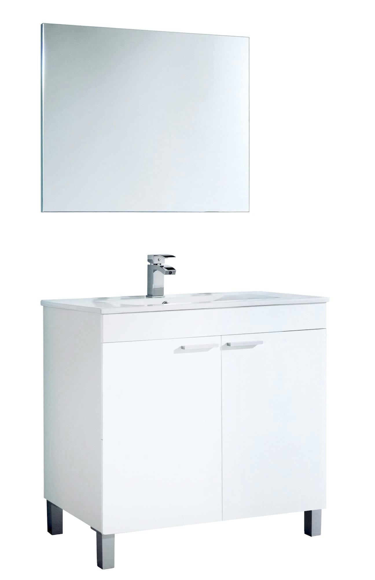 DACOR - Meuble sous vasque 2 portes effet bois blanc