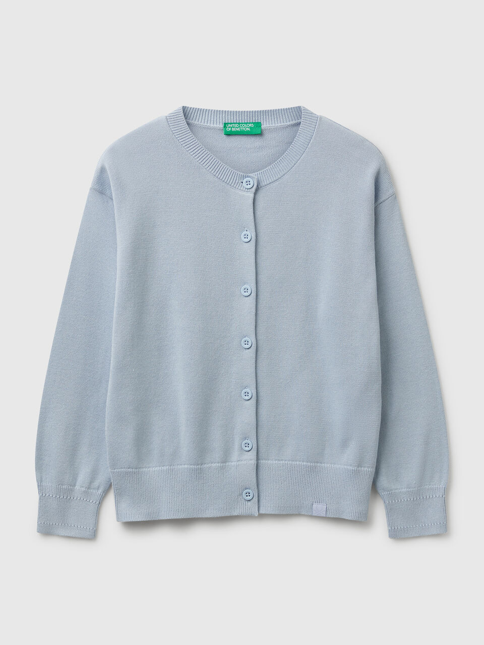 Pure cotton crew neck cardigan