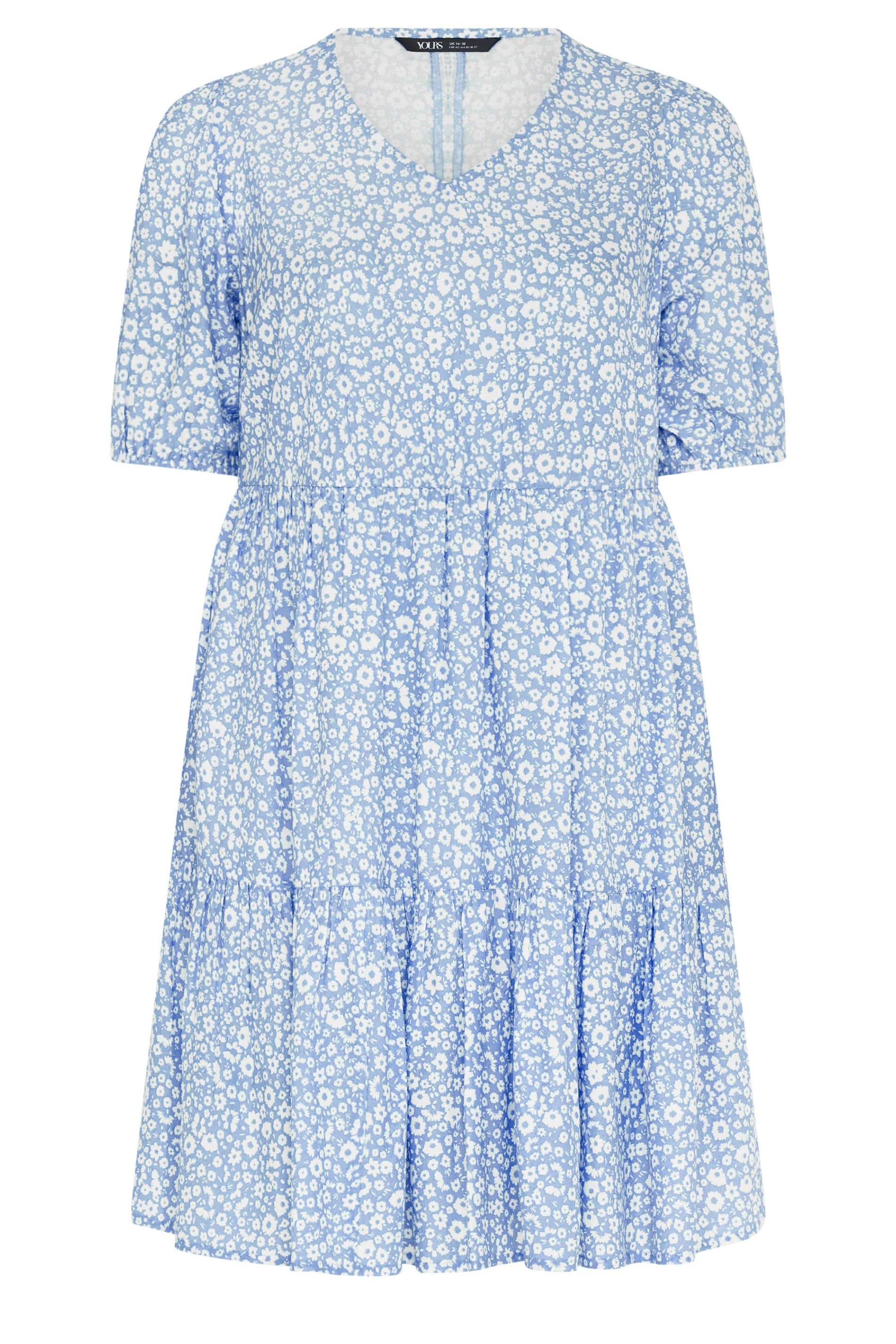 Yours Ditsy Tiered Mini Smock Dress