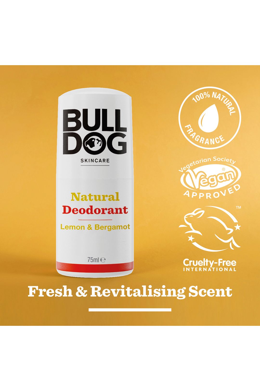 Bulldog Lemon & Bergamot Deodrant Roll On 75ml