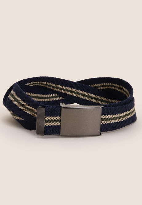 Mens Navy Stripe Webbing Belt