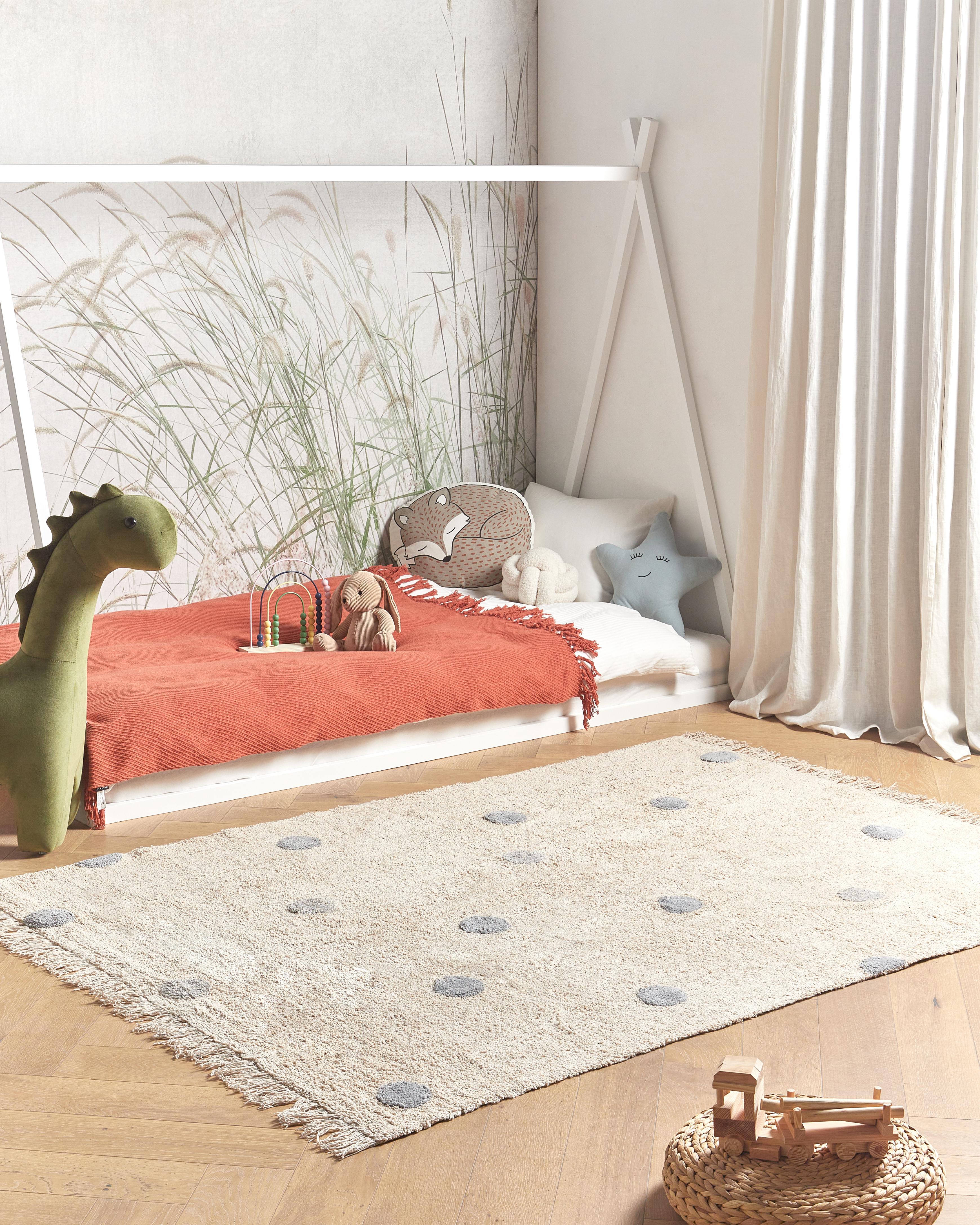 Kids Rug DARDERE Grey 140 x 200 cm Cotton