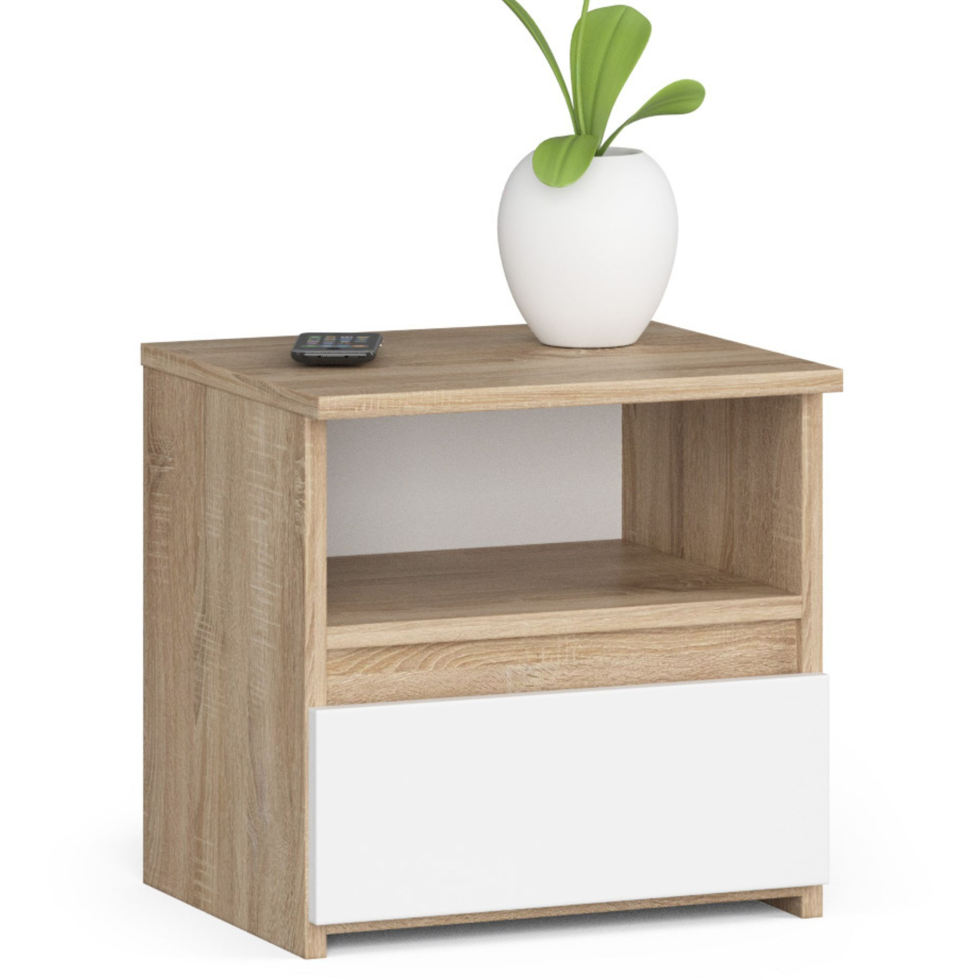 Szafka nocna AKORD CL1 Dąb Sonoma 40cm Biały mat 40x35x40cm